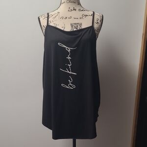 SHEIN Black Square Neck Tank with White "be kind" Script